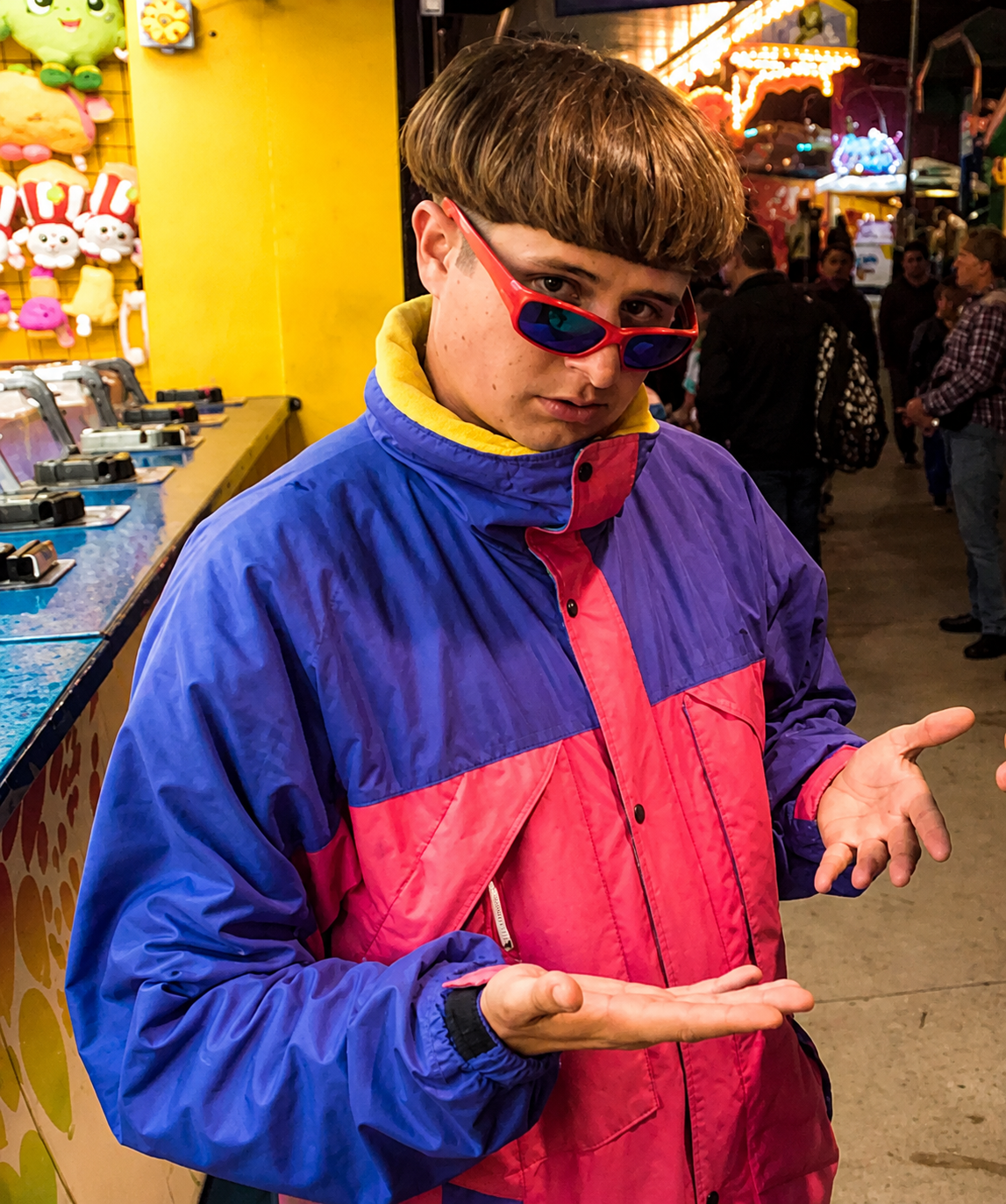 Oliver Tree "All That x Alien Boy" Colorblock Ski Jacket – Pink With Purple Windbreaker