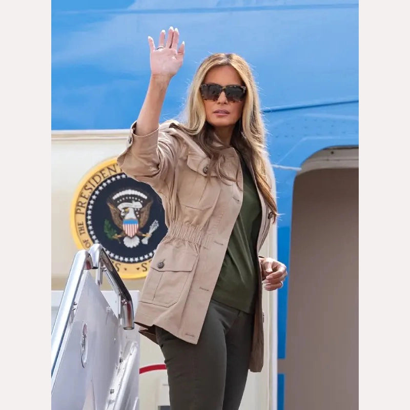 Melania Trump Texas Jacket – Women’s Cotton Safari Style Celebrity Inspired Jacket