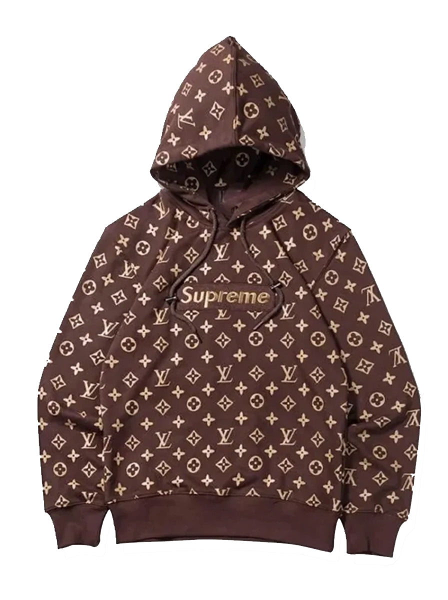 Supreme Louis Vuitton Box Logo Brown Pullover Hoodie