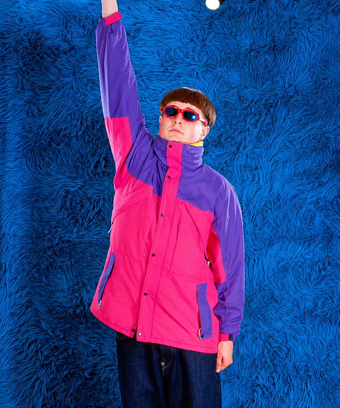 Oliver Tree "All That x Alien Boy" Colorblock Ski Jacket – Pink With Purple Windbreaker