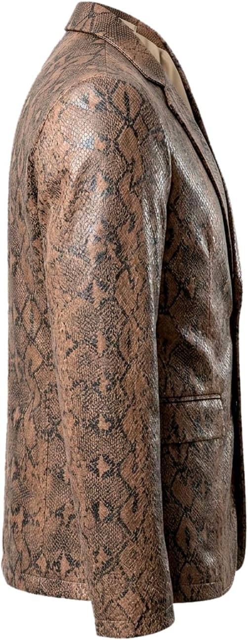 EXOROAR™ Snake Print Leather Blazer – Premium Textured Statement Jacket for Men