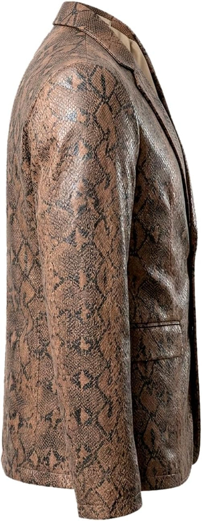 EXOROAR™ Snake Print Leather Blazer – Premium Textured Statement Jacket for Men