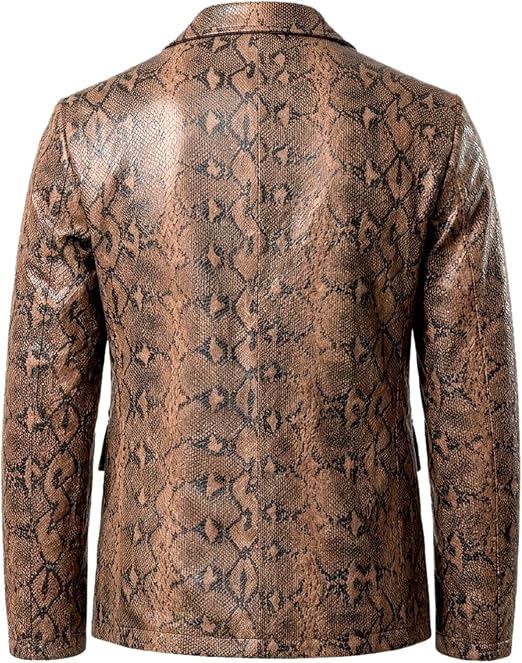 EXOROAR™ Snake Print Leather Blazer – Premium Textured Statement Jacket for Men