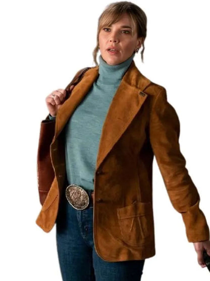 Marshals-2026-Belle-Skinner-Tan-Suede-Blazer