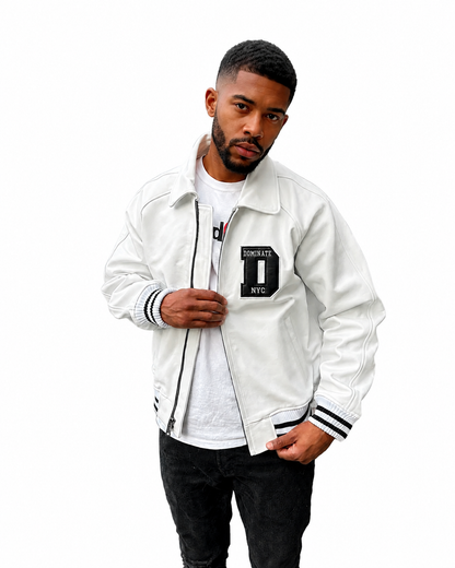 Men's "DOMINATE NYC" Real Leather Varsity Bomber Jacket