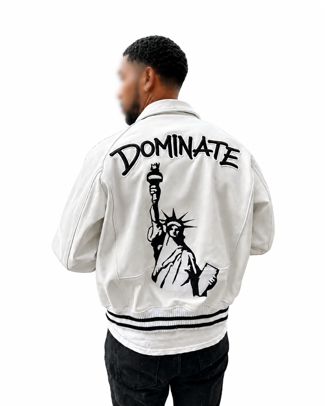 Men's "DOMINATE NYC" Real Leather Varsity Bomber Jacket
