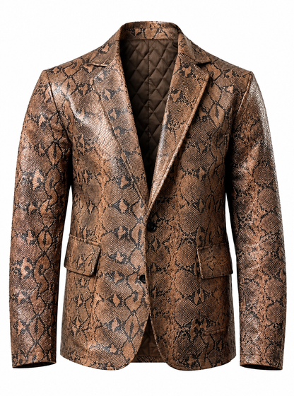 EXOROAR™ Snake Print Leather Blazer – Premium Textured Statement Jacket for Men