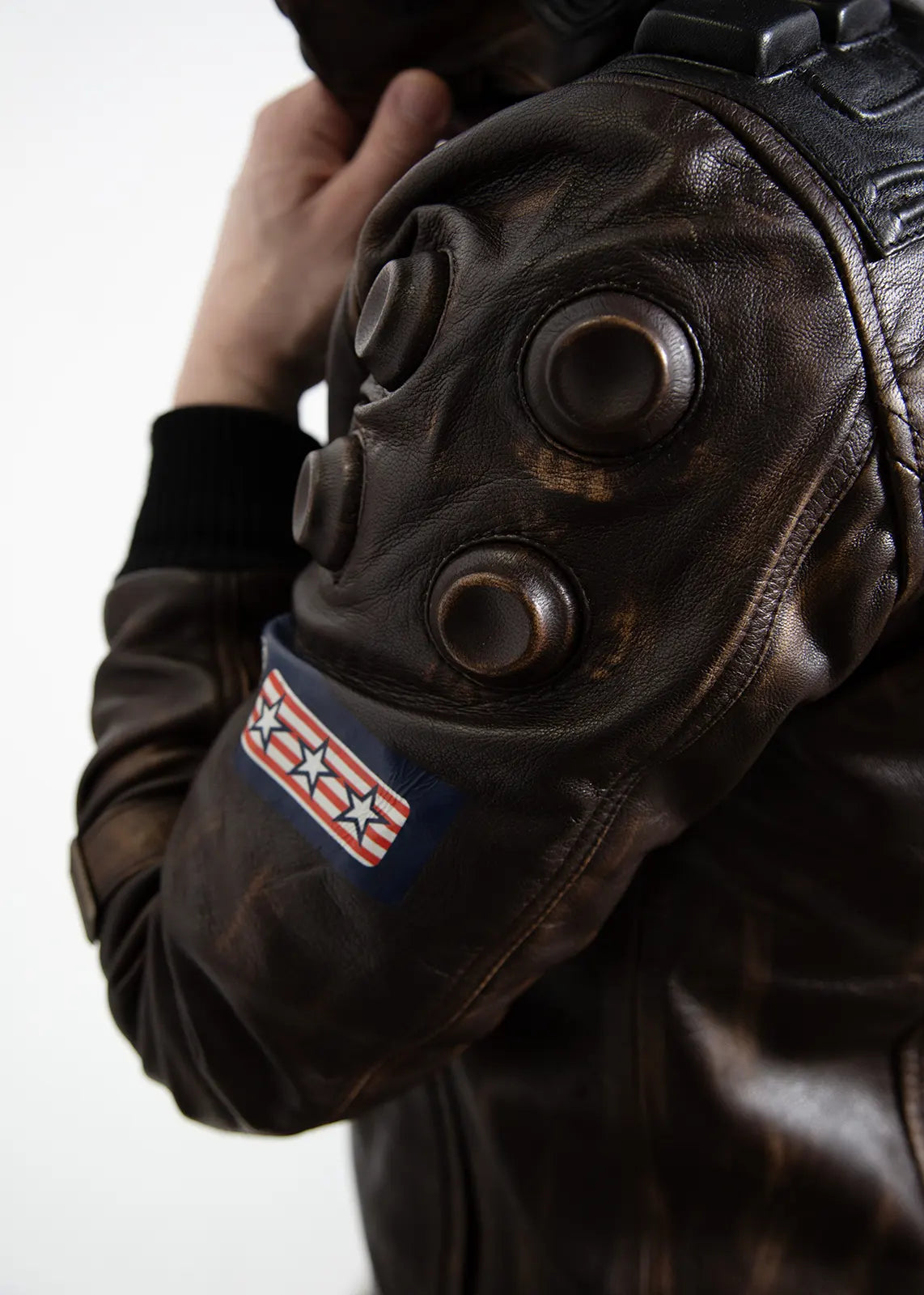 Cyberpunk Samurai Leather Jacket – Men’s Vintage Distressed Bomber Jacket