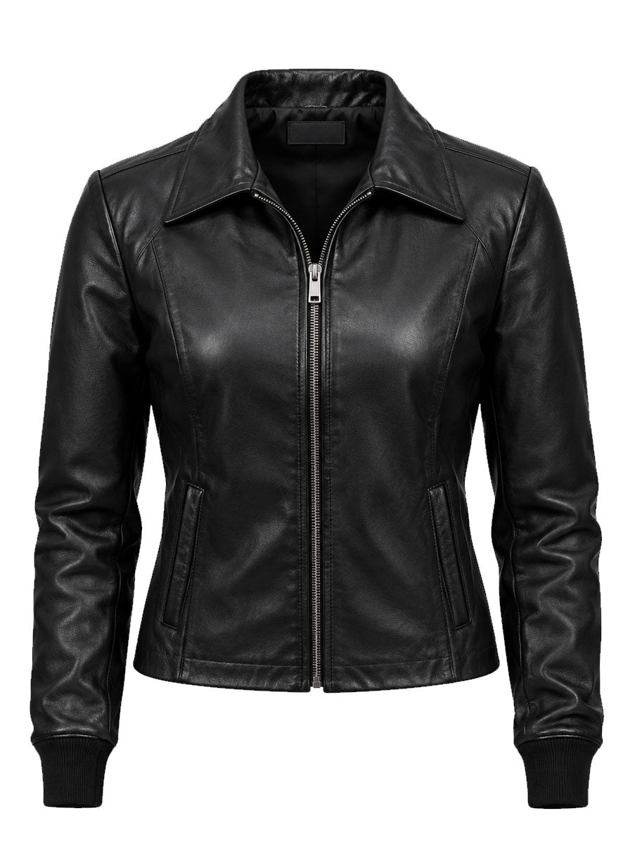 Emilie-Ullerup-Neagley-2026-Black-Leather-Jacket
