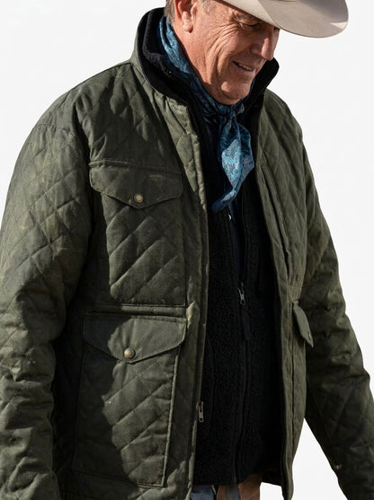 John-Dutton-Yellowstone-S04-Quilted-Green-Jacket