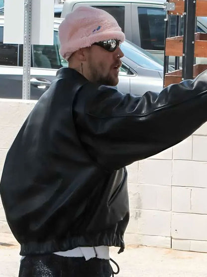 Justin-Bieber-LA-2026-Black-Bomber-Leather-Jacket