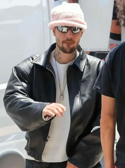 LA 2026 Justin Bieber Black Leather Jacket