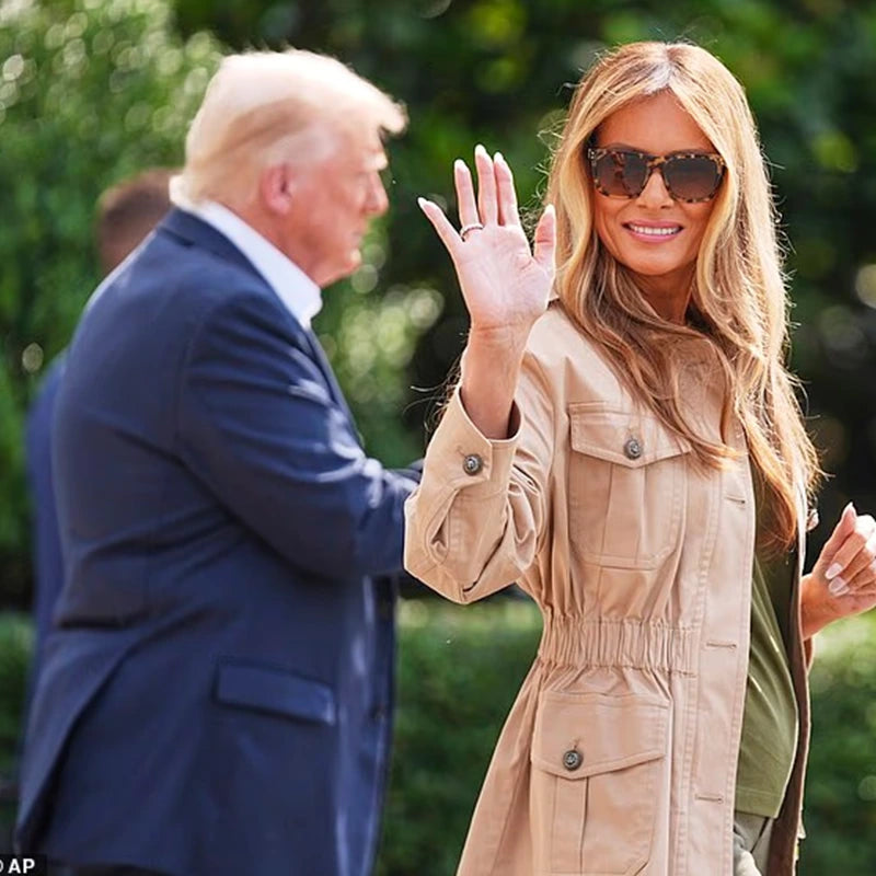 Melania Trump Texas Jacket – Women’s Cotton Safari Style Celebrity Inspired Jacket