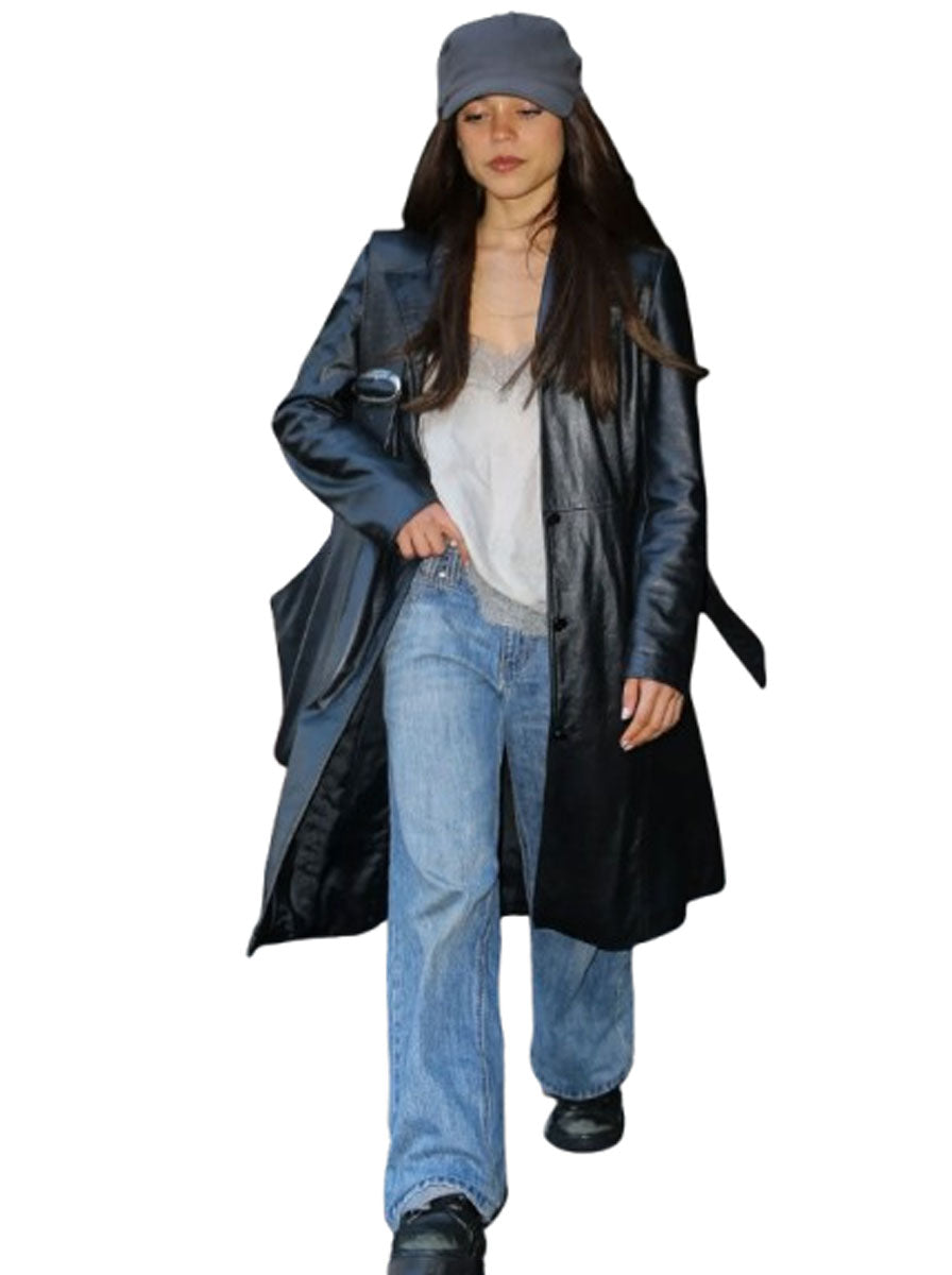 Jenna-Ortega-NYC-2026-Leather-Coat