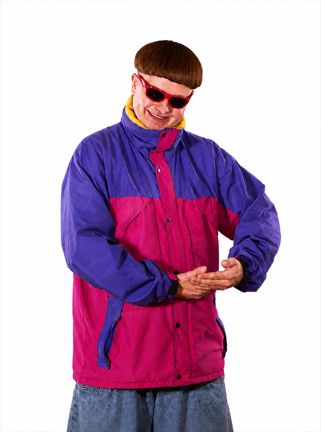 Oliver Tree "All That x Alien Boy" Colorblock Ski Jacket – Pink With Purple Windbreaker