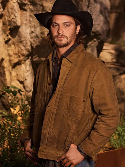 Yellowstone-Luke-Grimes-Brown-Trucker-Leather-Jacket