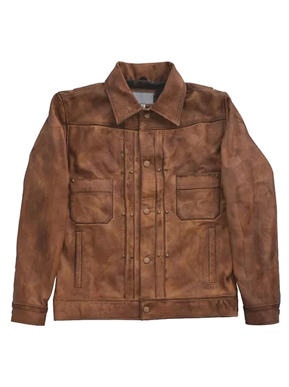 Yellowstone-Luke-Grimes-Leather-Brown-Jacket