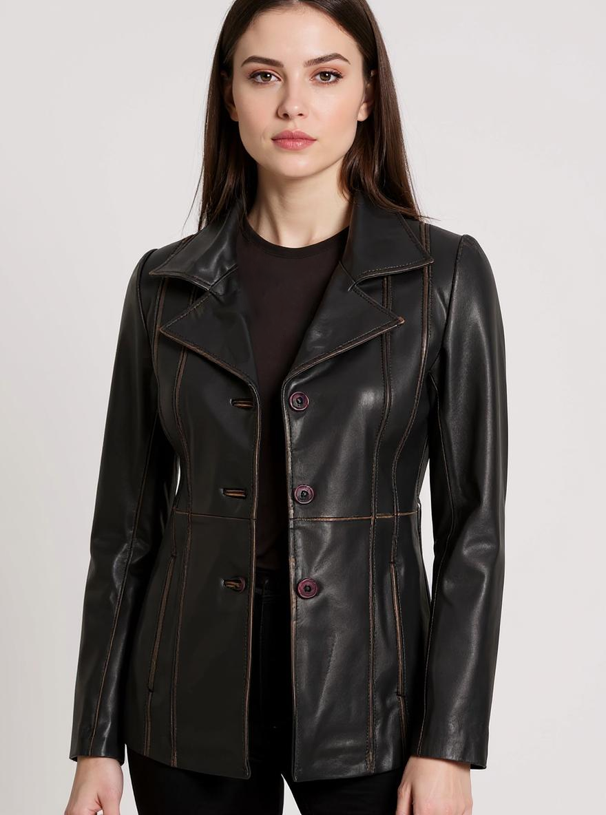 Crimson Leather Blazer