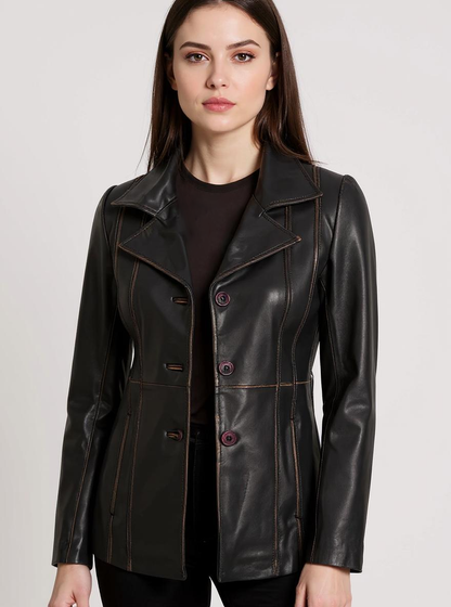 Crimson Leather Blazer